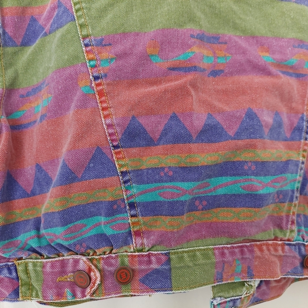 Colorful Denim Jacket with Patterned Design - Picture 3 of 7